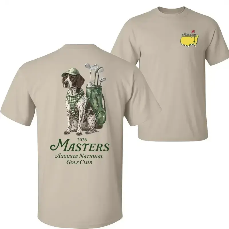 Goft Dog Shirt, 2026 Retro German Shorthaired Pointer, GSP Unisex T-shirt, Funny Gif Cute Dog Golf Lover Gift, Golfer Fan, Master Golf, Augusta National Golf Club
