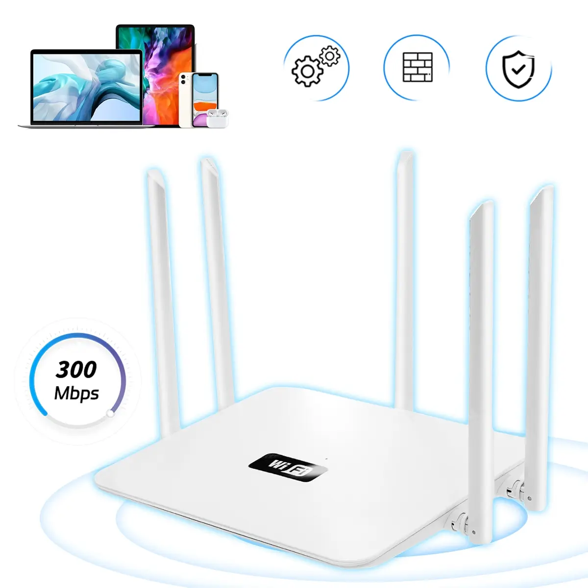 2026 WiFi Router, 2.4GHz 5-Antenna WiFi Router, Long Range Router ...