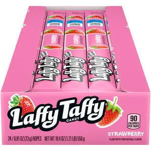 Laffy Taffy Rope -  Strawberry Flavor (Box of 24 Ropes) Candy Snack Natural