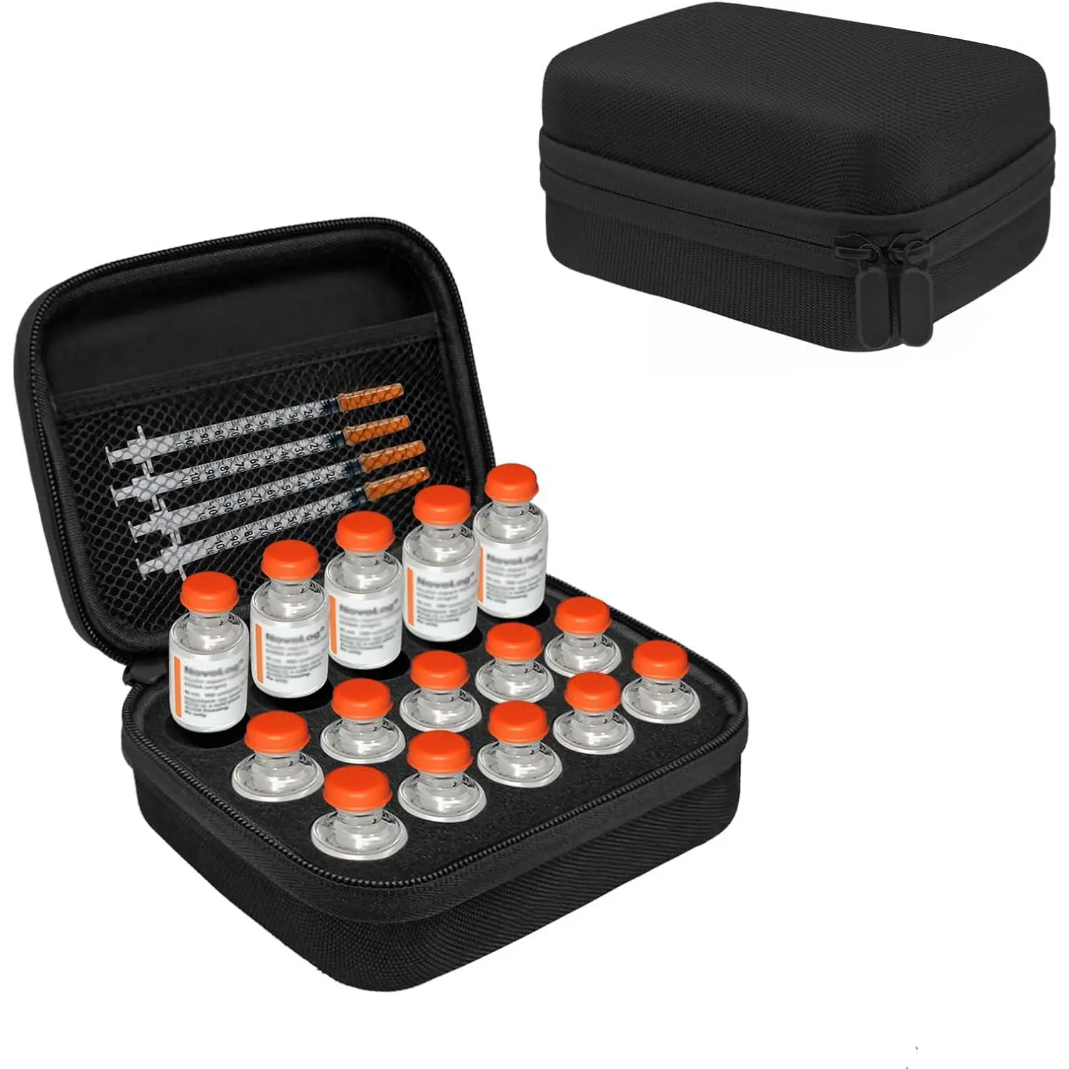 15-Slot Insulin Vial Case Holder for Refrigerator, Vial Storage Case Fits Standard 10ml U-100 Vials, Snug & Safe Vial Storage with Mesh Bag mini box (Only Case) fashion storage