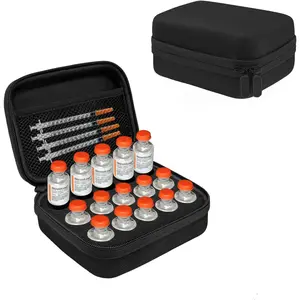 15-Slot Insulin Vial Case Holder for Refrigerator, Vial Storage Case Fits Standard 10ml U-100 Vials, Snug & Safe Vial Storage with Mesh Bag Organiser Boxes