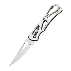 Silver Color Folding Knife, Outdoor Camping Tool Stainless Steel Portable Survival Edc Keychain Multi-Function Screwdriver with Clip, Portable Hand Tool