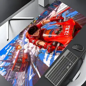 Cyberpunk Anime Design Large Gaming Mouse Pad,Red Motorcycle Urban Race Aesthetic Desktop Decoration Drotection Pad,Washable Rubber Pad Non-Slip Lock Edge Multi-Size Mouse Pad Suitable For Home Office,Good Gift for Family and Friends