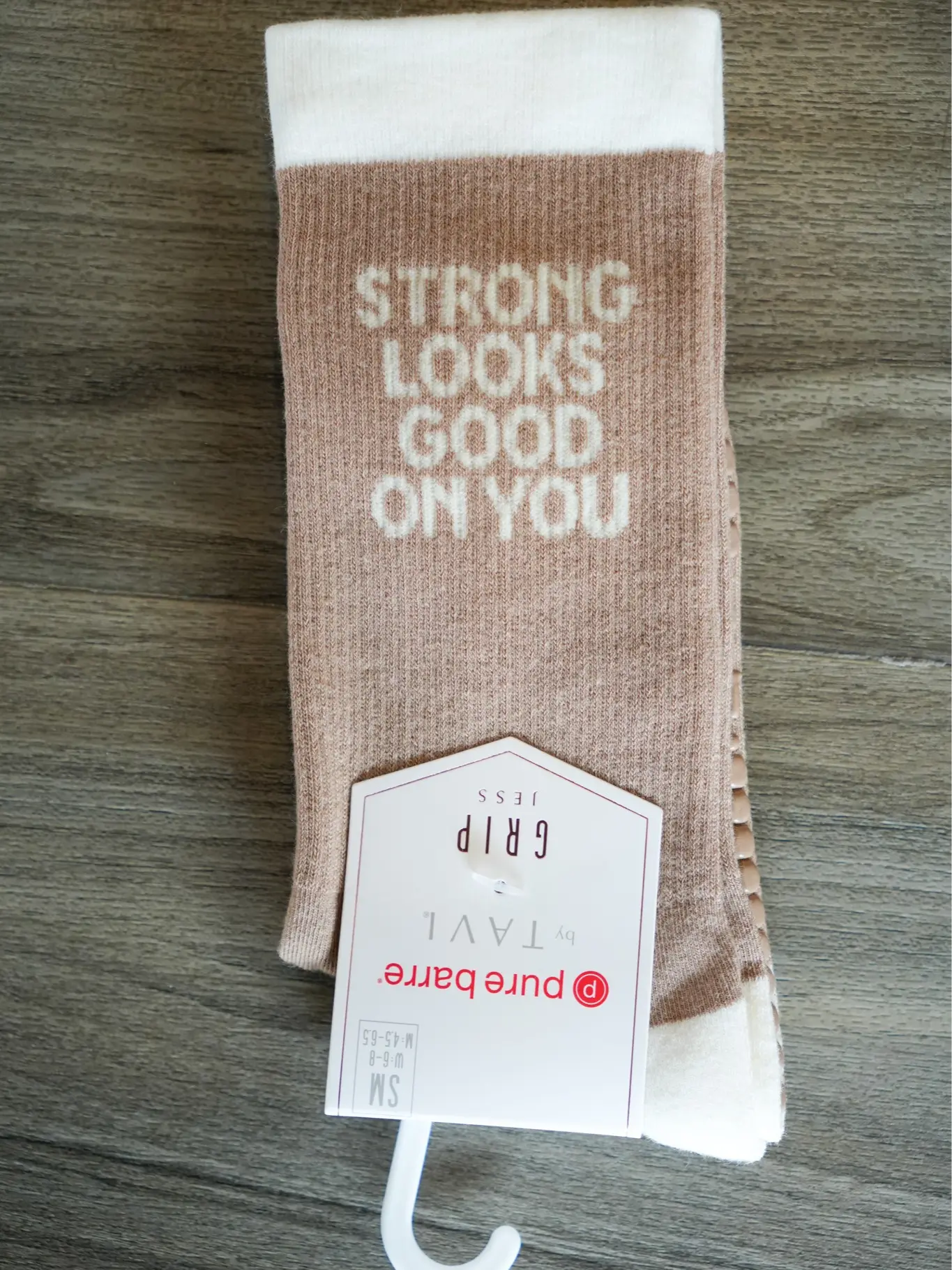 Strong Looks Good on You Grip Socks | Neutral Pure Barre Grippy Socks | Barre & Pilates Crew Socks