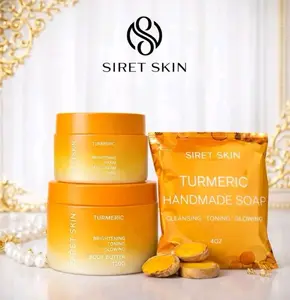 Siret Cosmetics Tumeric Set 3 pcs Unisex 1 Body Butter 120 G, 1 soap 4oz, 1 face cream 60G Siret Skin Queen and King - WorlcaShop USA