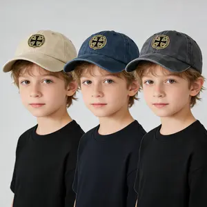 Unisex Kids' Vintage Washed Pure Cotton Baseball Cap - Adjustable Fit, Curved Brim, Distressed Fade, Soft, UPF 50+ Sun Hat for Toddlers, Casual Outdoor Wear