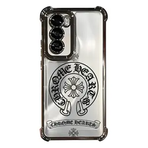 Luxury Chrome Hearts Pattern Aesthetic Electroplated TPU Casing For iphone 16 15 14 13 12 11 X XS PRO PLUS MAX Four Corners Anti-Fall Transparent Soft Silicone Gift Shockproof Protection Anti-Drop Protective Protector Phone Cases Shell Cover