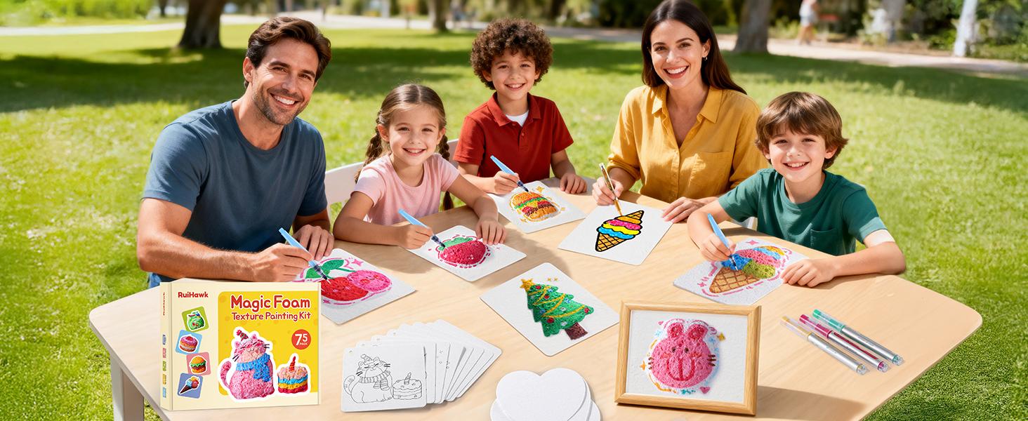 Magic 3D Foam Texture Painting Kit, 3D Puffy Paint Art Kit with 24 Auto-Flow Markers, 38 Texture Sheets & 10 Bead Necklace, Non-Toxic Aqua Puffs Art Supplies Creative Gift for Ages 5-10 Magic 3D Foam Texture Painting Kit, 3D Puffy Paint Art Kit with 24 Auto-Flow Markers, 38 Texture Sheets & 10 Bead Necklace, Non-Toxic Aqua Puffs Art Supplies Creative Gift for Ages 5-10