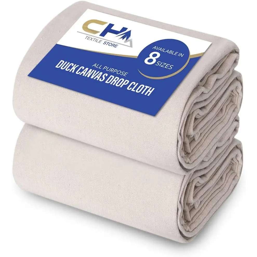 Canvas Painters Drop Cloth (Size 9 x 12  - Pack of 2) - Pure   Drop Cloth for Painting, Curtains, Furniture & Floor Protection -  Purpose Thick Canvas tarp with Double Stitched Edges