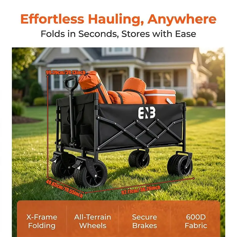 ENB Lightweight & Quick Folding Carts with Large Bearing Capacity 580LBS Load Capacity High Quality Portable Utility Carts