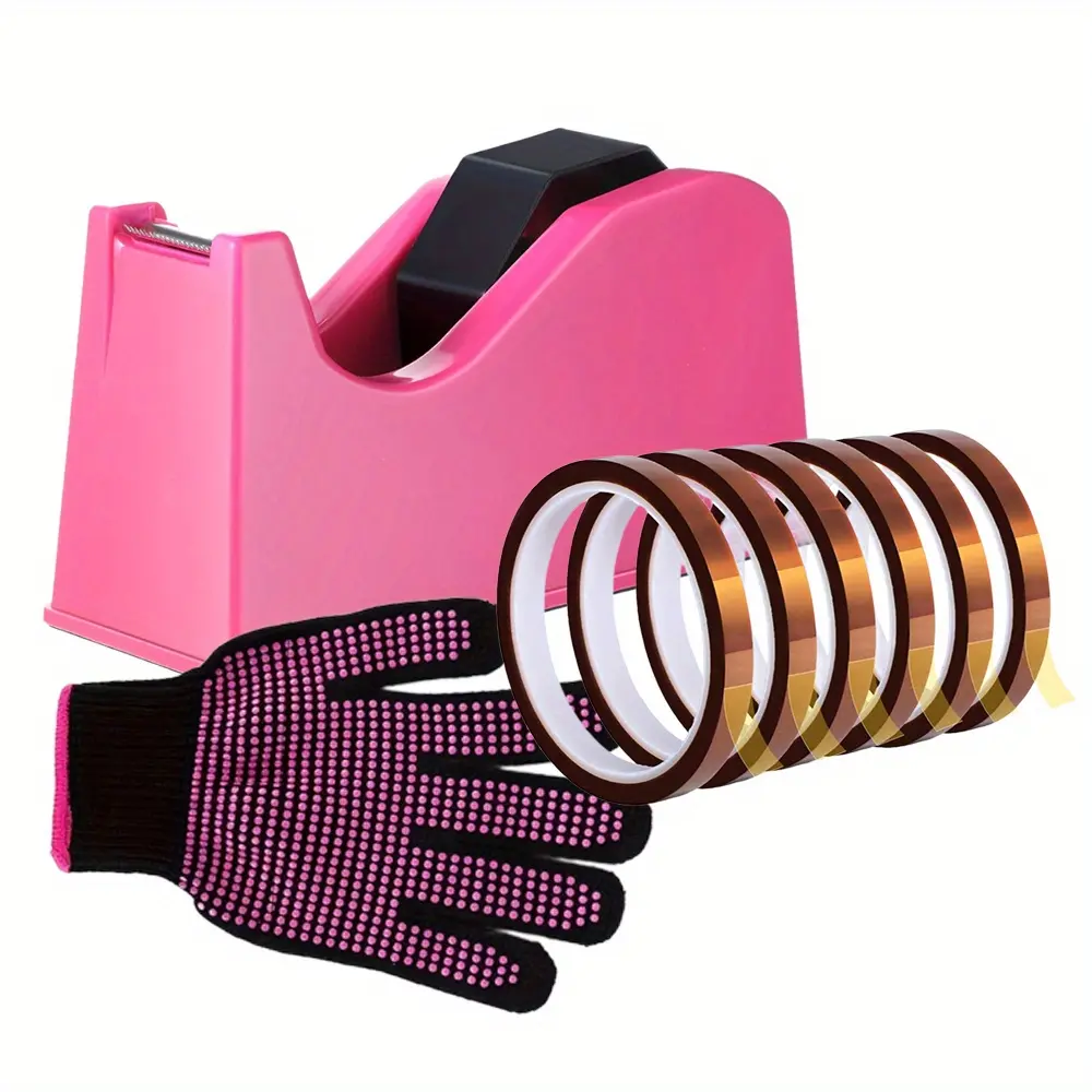 Heat Tape Dispenser with A heat-resistant glove and 6 Pcs Thermal Tape Masking Tape Dispenser 6.3 x 2.1 x 3.3 Inch, Desktop Tape Dispenser, Heat Tape for Sublimation - Home Improvement.