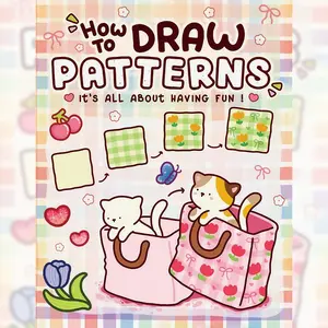1PC Sweet Girl Hand-Drawn Tutorial Book, rich step-by-step sketches, thickened paper, cute and healing style, checkered floral patterns, creativity-stimulating features, perfect Valentine's Day gift, adult coloring book, Drawing