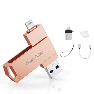 AOBO 4 in 1 No app required MFi Certified 512GB Flash Drive 256GB Solid State Flash Drive High Speed USB Drive with Type C + USB 3.0 Drive Dual Port Thumb Drive Compatible with for iPhone 15, 16,17 Series/Android/Phone/MacBook/Audio/Smart TV