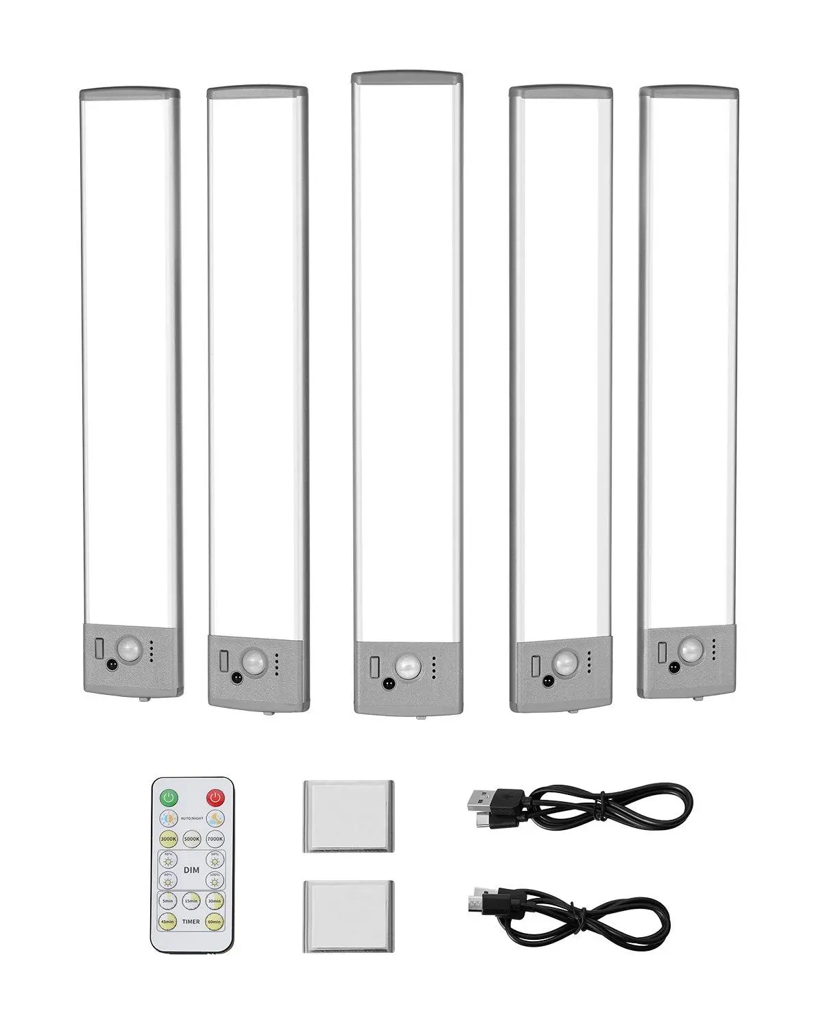 【Summerfinds】VEVOR Smart Motion Sensor Lights 5 PCS 68 LED Battery Operated Under Cabinet Lighting with USB Charging & Dimmable Color Temperature for Closets & Kitchens