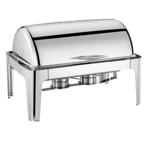GAOMON Stainless Steel Roll Top Chafing Dish Buffet Set, 9 Qt Food Warmer with Viewing Lid, Alcohol Disposable, Perfect for Catering, Parties, Weddings
