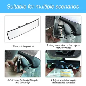 JoyTutus Rear View Mirror, Universal 11.81 Inch Panoramic Convex Rearview Interior Clip-on Wide Angle Mirror to Reduce Blind Spot Effectively for Car SUV Trucks - Blue