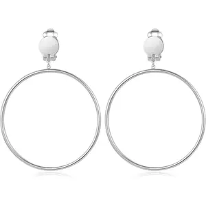 Clip 2 Inch Large Big Hoop Minimalist Earrings