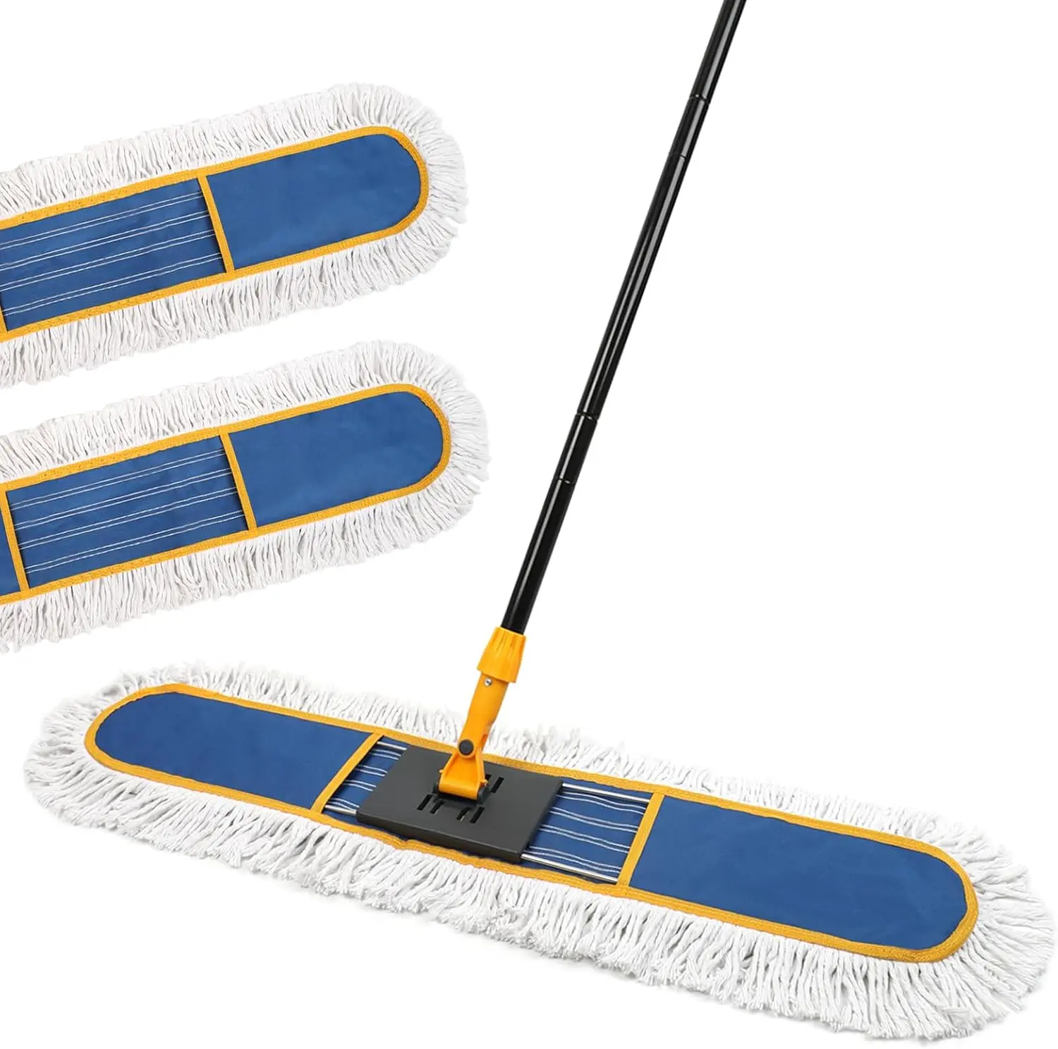 36 Inch Commercial Dust Mop for Floor Cleaning, Heavy Duty Industrial Dry Mop with 2 Reusable Microfiber Mop Pads & 59 Inch Long Handle for Home Garage Hotel School Gym