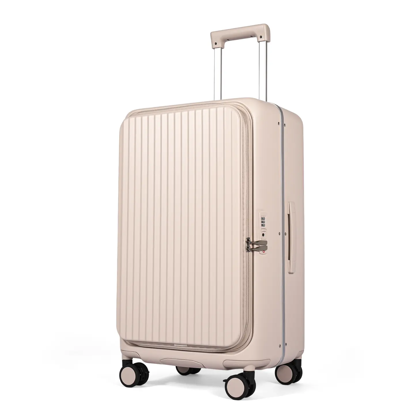 Aluminum Alloy Frame Side-Opening Luggage - Carry On Luggage, TSA Lock, 1:9 Lid-To-Body Ratio, 1-Handed Open/Close, 360° Spinner Wheels with Brakes, Scratch-Resistant Water-Resistant Polycarbonate, Top Handle, For International Travel & Major Airlines