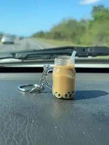 Cute Bubble Tea Bottle Shaped Acrylic Keychain, Creative Keychain for Car, Key Ring Gift for Best Friend, Mini Bestie Bag Car Key Ring Pendant Ornament, Key Fob, Keychain for bags