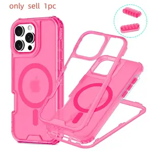 3 in 1 Magnetic Heavy Duty Armor Case for Magsafe for IPhone 17 Air 16 15 14 13 12 Pro Max Plus 16Pro  Cover Accessory