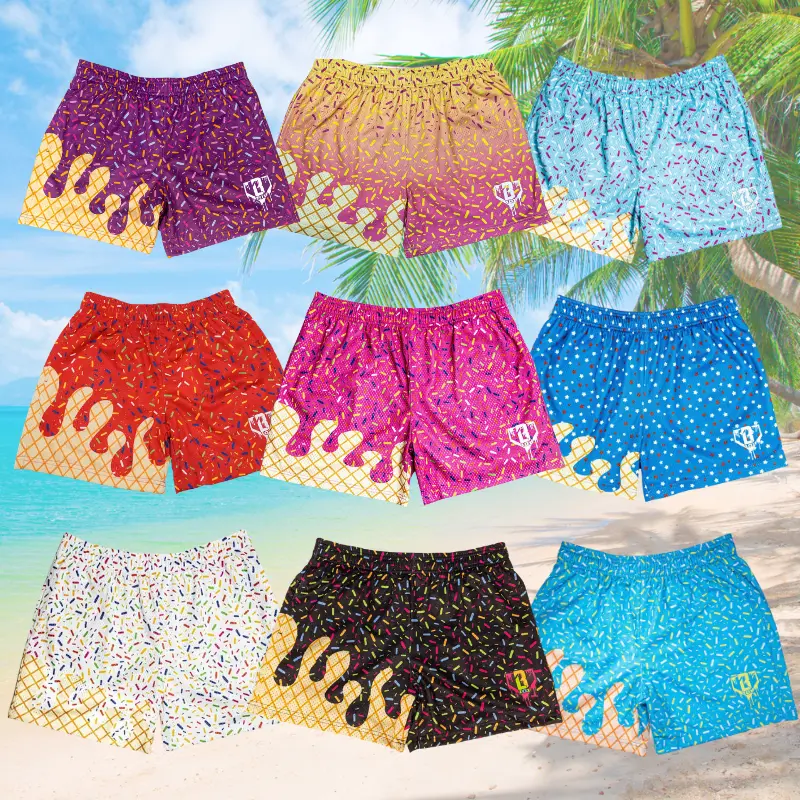 Summer New Adult Youth Baseball Ice Cream Series Batter Up Shorts Oversized Breathable Sports Shorts for Men Unisex Design