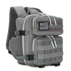 9L Mini Tactical Backpack for Men and Women, Tactical Backpack Small for Hiking, Small Tactical Bag（Grey Red）