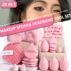20-Piece Makeup Sponge Set, Beauty Sponges, Includes Powder Puffs & Mini Sponges & Air Cushion Puff & makeup sponge, Soft Velvet, Dry/wet Use, Eyes And Corners, Suitable for All Skin Types