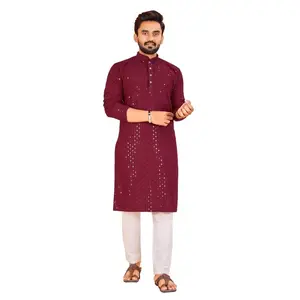 Chikankari Men's 2 Piece Kurta Set - Stylish Men's Clothing for Casual Wear - Menswear