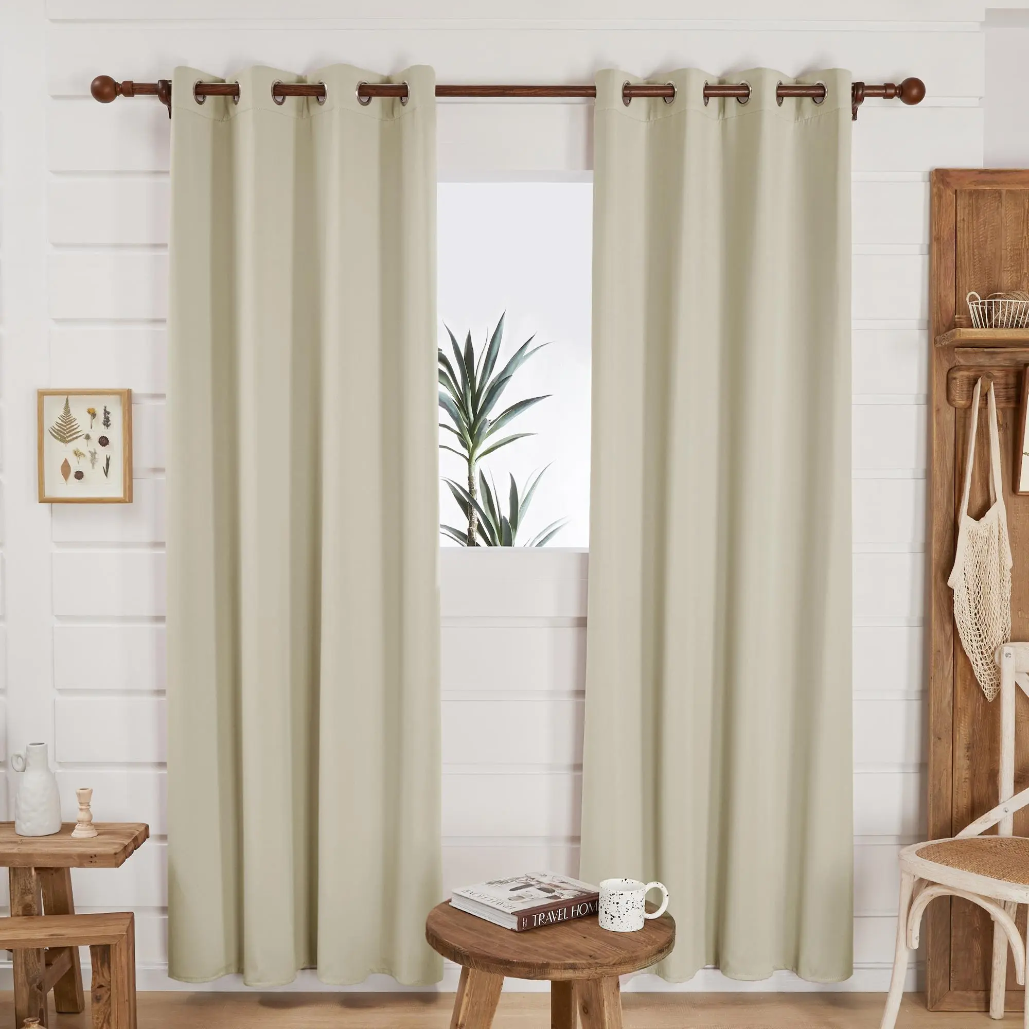 Deconovo Solid Color Blackout Curtain Panels - White Grommet Top, Indoor Use Window Covers for Room Decor, House Decor, Less Daylight Glare, Simple Look, One-Piece