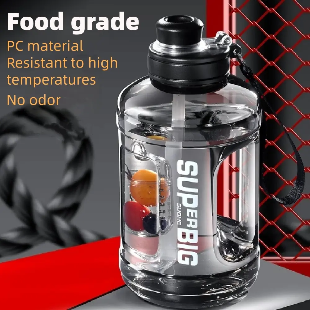 1600Ml portable large capacity sports kettle with handle, leak proof water bucket with straw, suitable for schools, male and female gyms, sports and fitness, outdoor travel, camping, adventure hiking, big kettle, best birthday, Festival gift Reusable