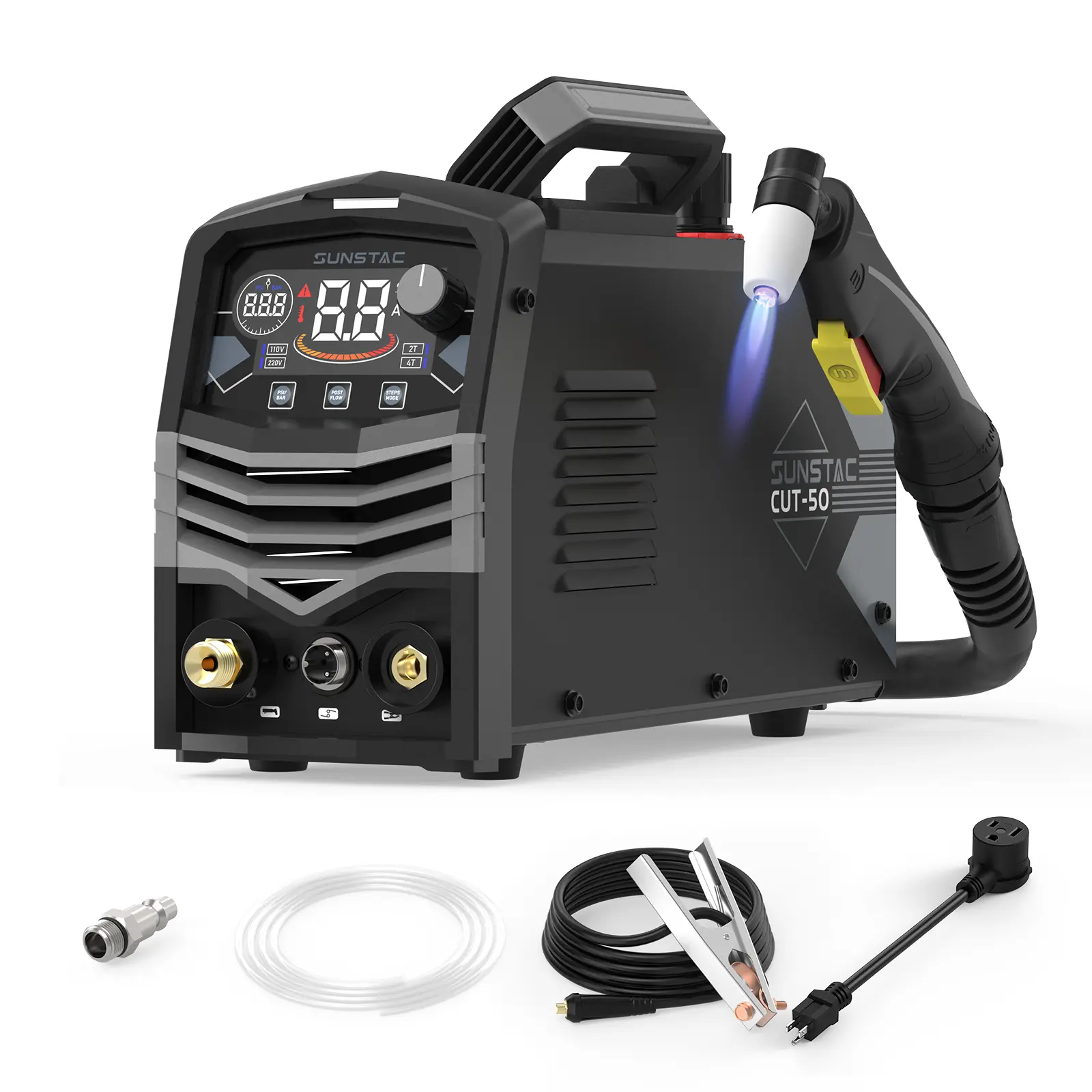 SS-CUT-50 50A Dual Voltage 110V/220V Plasma Cutter, High Frequency IGBT Inverter Metal Cutting Machine with LCD Display, 2T/4T Mode & 5/8" Max Cut