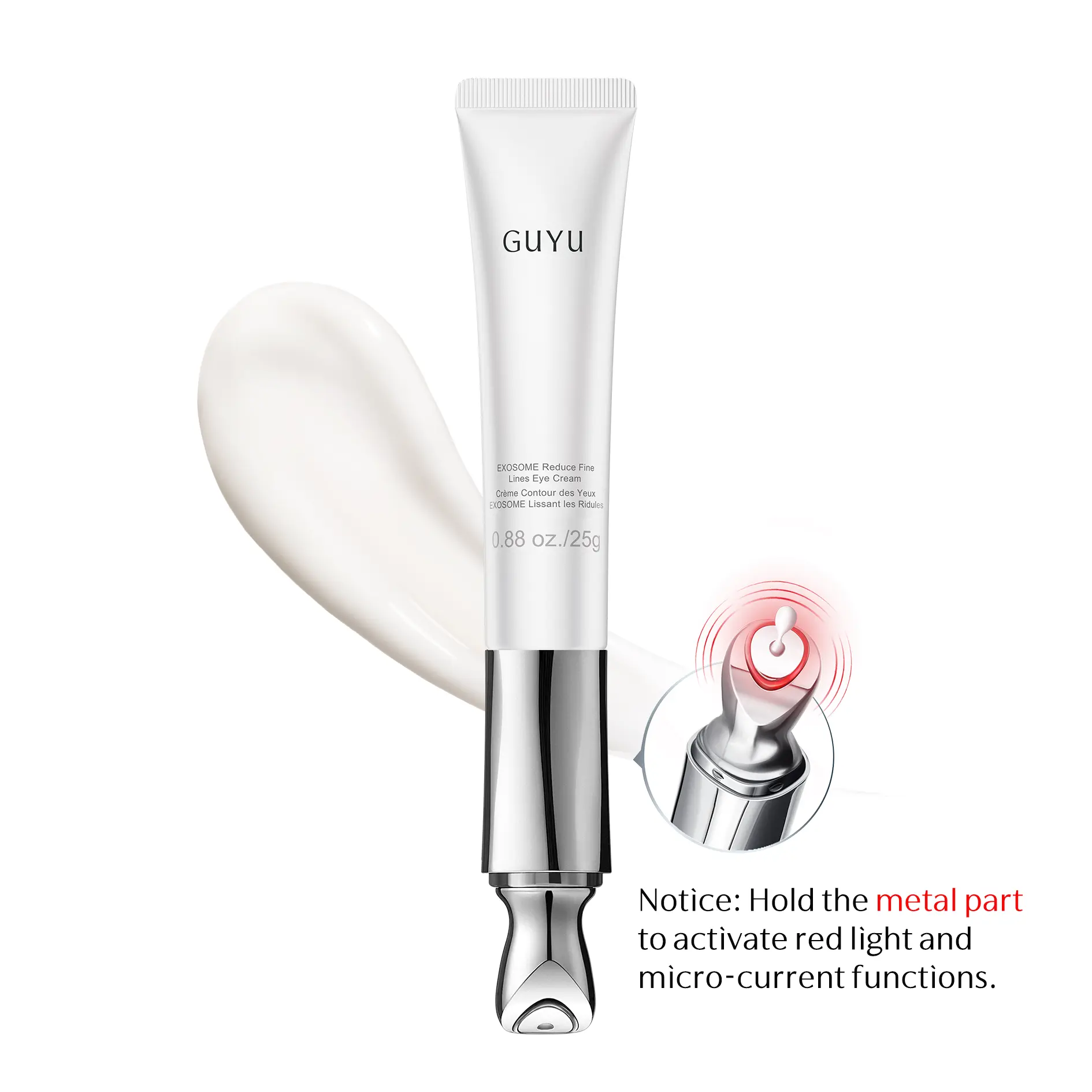 GUYU EXOSOME EMS & Redlight Eye Cream - Human-Mimetic Exosome PDRN NAD+ Caffeine, Anti Aging Eye Cream For Dark Circles Puffiness Eye Bags Wrinkles Finelines Smileline, Micro-Current Tech, Hydrating, Cell Renewal Repair#summeressentials