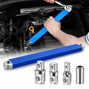 15 Inch 1/2" Impact Offset Extension Wrench with Adapters, Machinery & Auto Repair Working Space, Socket Wrench Tool Set, Tight Reach Stable Drive High Torque Hand Tool
