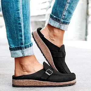 2025 Women's Suede Clogs Mules Loafer Shoes with Memory Foam Sole Slip-on Casual Sneakers Comfortable Anti-Slip Backless Home Office Walking Shoe Footwear Girl Arch Bedroom Solid Color