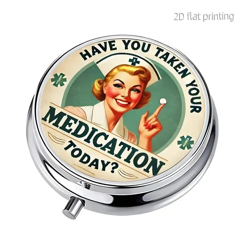 Round Pill Box, Mini Pill Box, 3 Compartment Pill Organizer, Portable Vitamin Organizer, Medical Organizer, Portable Storage Box, Pocket Purse Travel Accessory, Unique Gift Idea, Remedies, Aid
