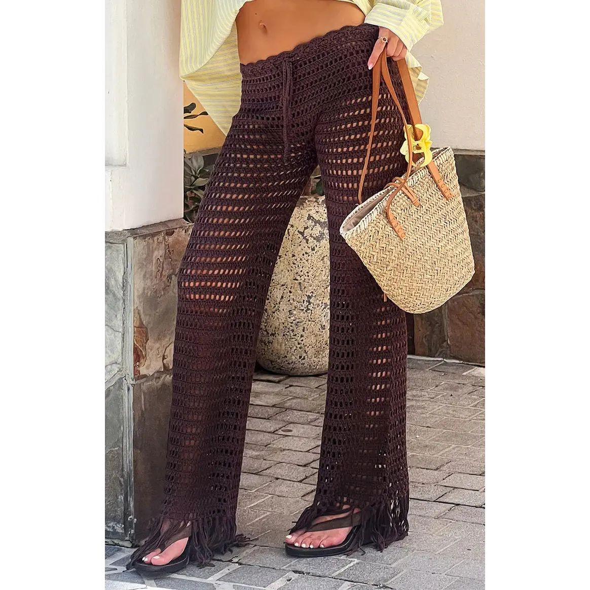 Pixie Brown Crochet Pants
