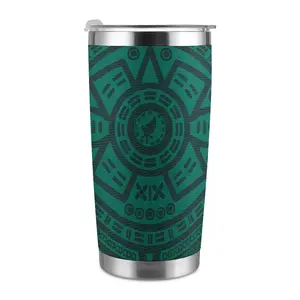 Mexico National Soccer Team Tumbler Aztec Calendar & Eagle Crest Insulated Stainless Steel Travel Cup for Mexican Football Fans