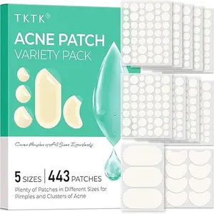 443 Count Pimple Patches for Face, Hydrocolloid Acne Patch Bulk, Acne Stickers for Covering Cheeks, Forehead, Chin Blemishes Zit Breakouts for All Skin Types (Dots, Strip, Contoured 5 Sizes) acne clearing products pimplepatches