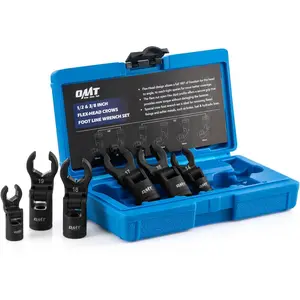 Motor Tech Crows Foot Wrench Set, 6pc Flex Head Crows Foot Line Wrench Set with 1/2" & 3/8" Drive, Metric Crowfoot Wrenches for 12 14 16 17 18 19 mm Nuts with 180 °   Flexible Head Storage Case