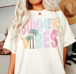Women's Loose Fit Soft Cotton T-Shirt - Fabric Day, Breathable Baggy Oversized Round Neck Streetwear, Summer Graphic Beach Tee, Ideal for Her