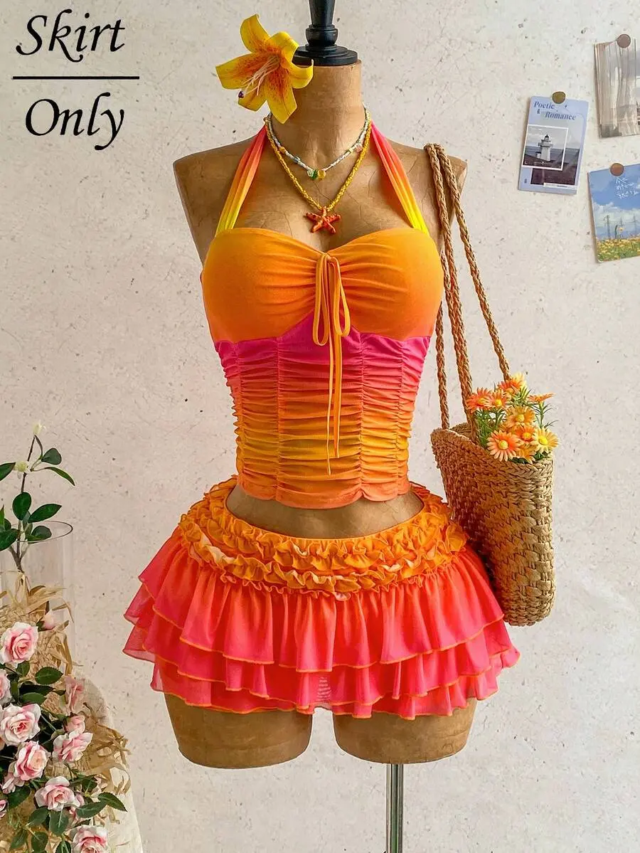 Women's Pleated Color Block Casual Versatile Date Night & Outing Mini Skirt