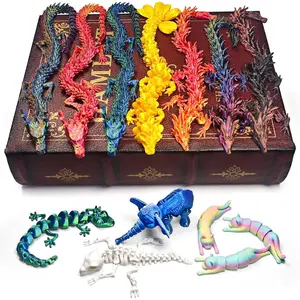 13 Pcs 3D Printed Dragon Easter Egg Fillers, 3D Printed Animal Figurines Set, Large Flexible Articulated Dragon Toys, Autism Stress Relief Fidget Toys Home Office Desk Decor, Party Favors