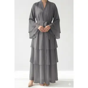 Aura Tiered Chiffon Open Abaya