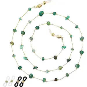 Gemstone Glasses Chain for Women Eye Glasses Functional Jewelry Bookish Jewelry Holders Around Neck Natural Crystal Nuggets Chips Beads Reading Eye Glasses Eyeglasses Strap Sunglass Chains for Women 14K Gold Chain Lanyard Holder Sylish Birthday Gifts