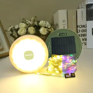 Solar Camping String Lights - 4-in-1 Outdoor Lights with USB Charging & Battery Indicator, Durable & Waterproof for Camping, Yard, Hiking, etc., Portable and Easy to Store. Led Rechargeable Led Lighted，Christmas gift