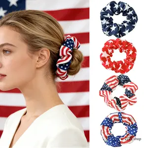 American Flag Scrunchie — Independence Day "Stars and Stripes" Hair Tie — Festive Hair Accessory