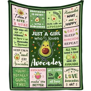 Flannel Blanket | Cute Avocado Lover Soft Flannel Throw Blanket, Perfect Christmas Birthday Gifts For Women Girls, Ideal AVO-cado Themed Home Bedroom Decor | Home & Gift