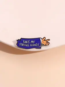 Take My Strong Hand Letter Design Clip Brooch, Durable Metal Pins, Accessories for Men, Fashion Brooch for Women & Men, Flower Brooch, Enamel Pin Suitable for Backpacks, Jeans, Scarves, Hats Decoration, Women Gifts, Fashion Accessory