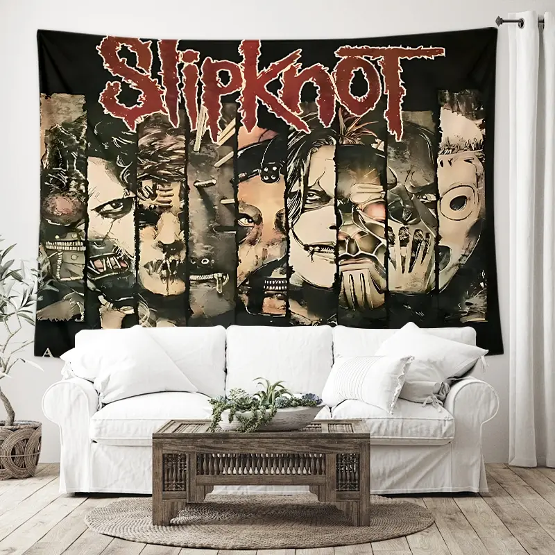 Slipknot Band Tapestry with ALL HOPE IS GONE Album Design, Tapestry Room Decor, Dark Gothic Polyester Wall Hanging, Wall Tapestries for Bedroom, Living Room, Studio or Office, 79x58 Inches, Ideal Gift for Rock Music Fans and Metal Aesthetic Lovers